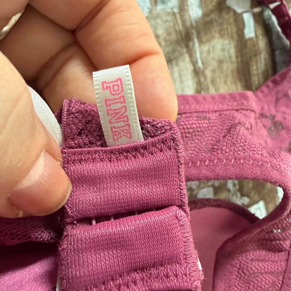 PINK Victoria's Secret Lace Racerback Push Up Bra - Plum - Picture 3 of 6